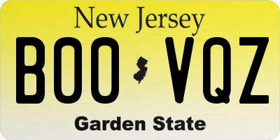 NJ license plate B00VQZ