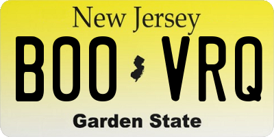 NJ license plate B00VRQ