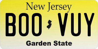 NJ license plate B00VUY