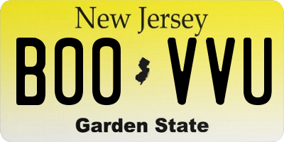 NJ license plate B00VVU