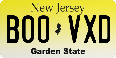 NJ license plate B00VXD