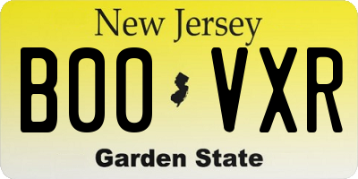 NJ license plate B00VXR