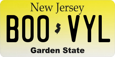 NJ license plate B00VYL