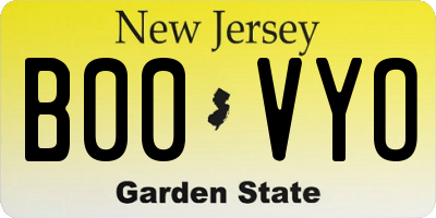 NJ license plate B00VYO