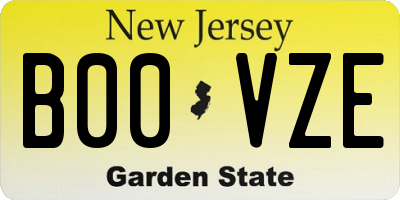 NJ license plate B00VZE