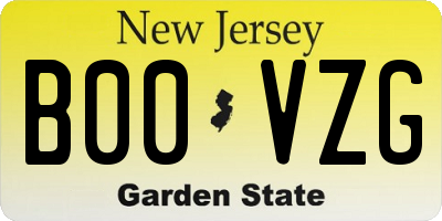 NJ license plate B00VZG