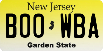 NJ license plate B00WBA
