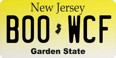 NJ license plate B00WCF