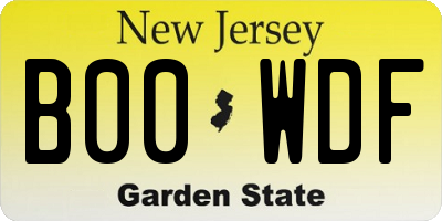 NJ license plate B00WDF