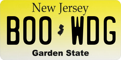 NJ license plate B00WDG