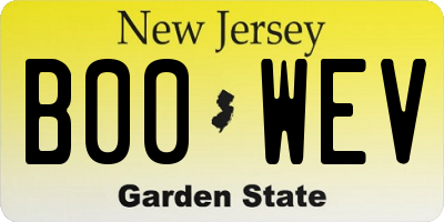 NJ license plate B00WEV