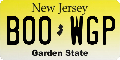 NJ license plate B00WGP