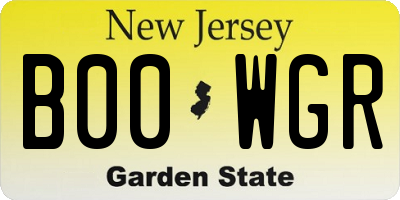 NJ license plate B00WGR
