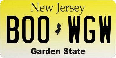 NJ license plate B00WGW