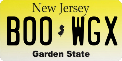 NJ license plate B00WGX