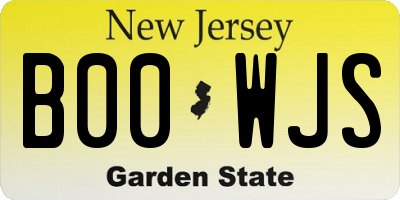 NJ license plate B00WJS