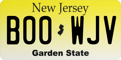 NJ license plate B00WJV