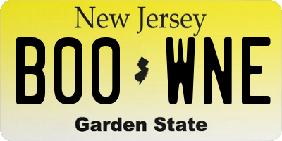 NJ license plate B00WNE