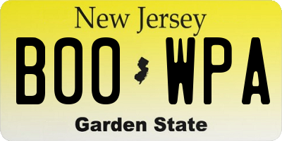 NJ license plate B00WPA