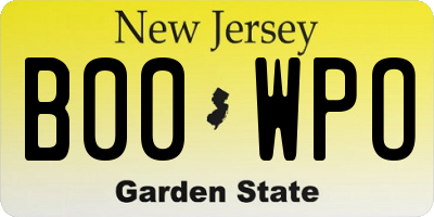 NJ license plate B00WPO