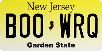 NJ license plate B00WRQ