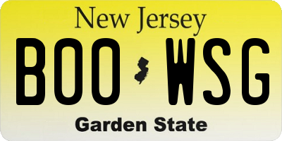 NJ license plate B00WSG
