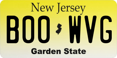 NJ license plate B00WVG