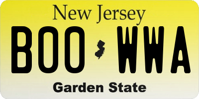 NJ license plate B00WWA