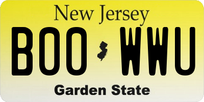NJ license plate B00WWU