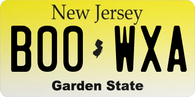 NJ license plate B00WXA