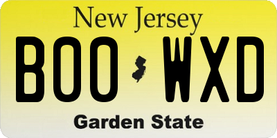 NJ license plate B00WXD