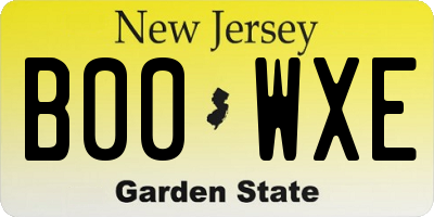 NJ license plate B00WXE