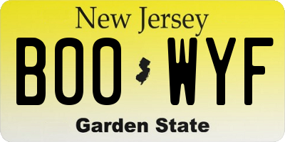 NJ license plate B00WYF