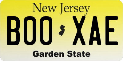 NJ license plate B00XAE