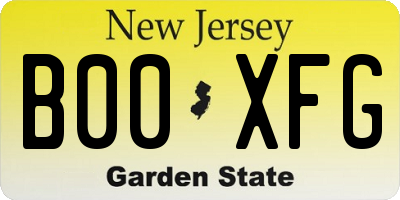 NJ license plate B00XFG