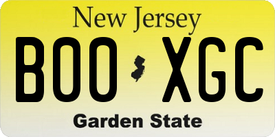 NJ license plate B00XGC