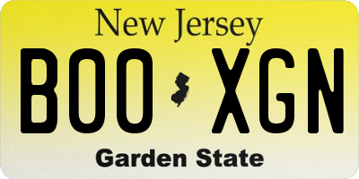 NJ license plate B00XGN