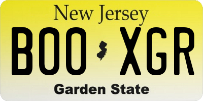 NJ license plate B00XGR