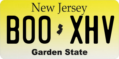 NJ license plate B00XHV