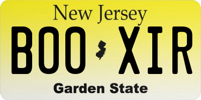 NJ license plate B00XIR