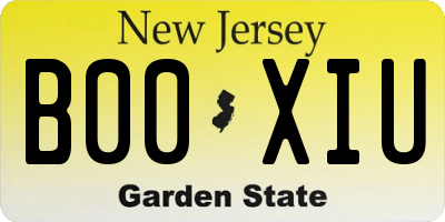 NJ license plate B00XIU