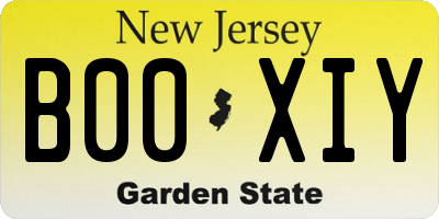 NJ license plate B00XIY