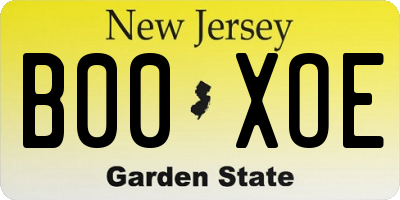 NJ license plate B00XOE
