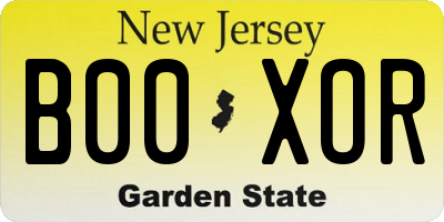 NJ license plate B00XOR