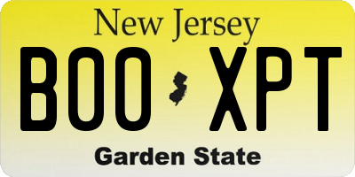 NJ license plate B00XPT