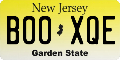 NJ license plate B00XQE