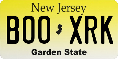 NJ license plate B00XRK