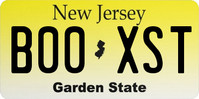 NJ license plate B00XST