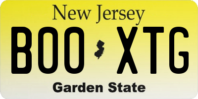 NJ license plate B00XTG