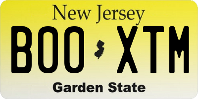 NJ license plate B00XTM